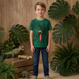 Playera Jurassic World Niños Casual Fit Regular Manga Corta